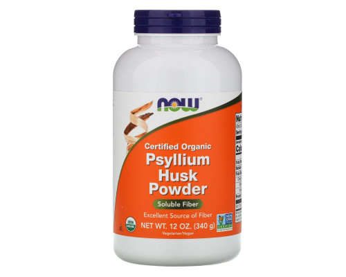 Подорожник органічний, Psyllium Husks, Now Foods, порошок, 340 г
