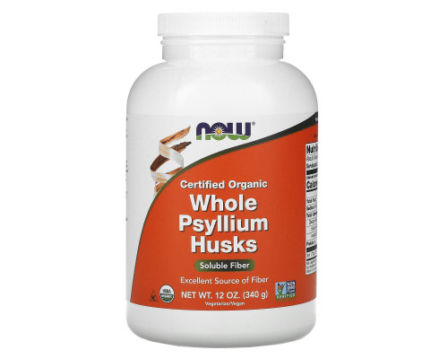 Подорожник органічний, Whole Psyllium Husks, Now Foods, цілісне лушпиння, 340 г