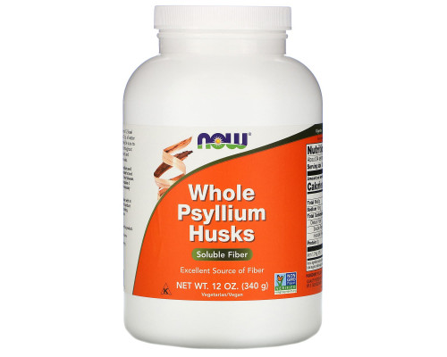 Подорожник, Whole Psyllium Husks, Now Foods, ціла лушпайка, 340 г