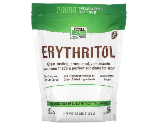 Еритритол, цукрозамінник, Erythritol, Now Foods, Real Food, 1134 г