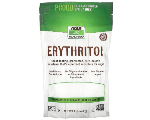 Еритритол (цукрозамінник), Erythritol, Now Foods, Real Food, 454 гр
