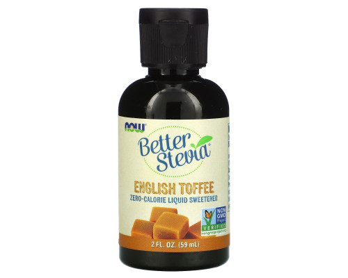 Стевія, Better Stevia, Now Foods, рідкий підсолоджувач з нульовою калорійністю, смак англійського ірису, 59 мл