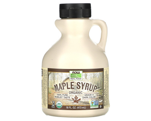 Кленовий сироп, Maple Syrup, Now Foods, Real Food, органік, клас A, темний колір, 473 мл
