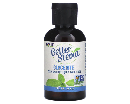 Стевія, Better Stevia, Now Foods, рідкий підсолоджувач з нульовою калорійністю, гліцерит, 59 мл