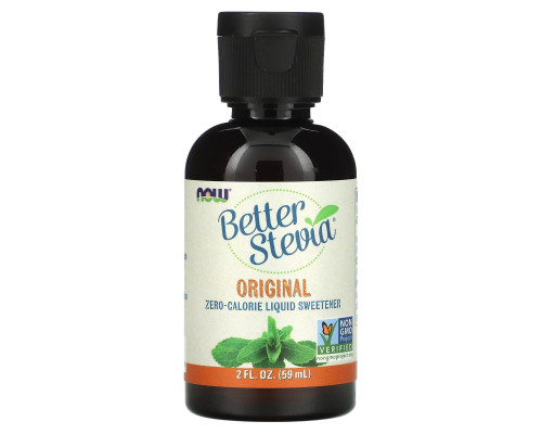 Стевія, Better Stevia, Now Foods, рідкий підсолоджувач з нульовою калорійністю, оригінал, 59 мл