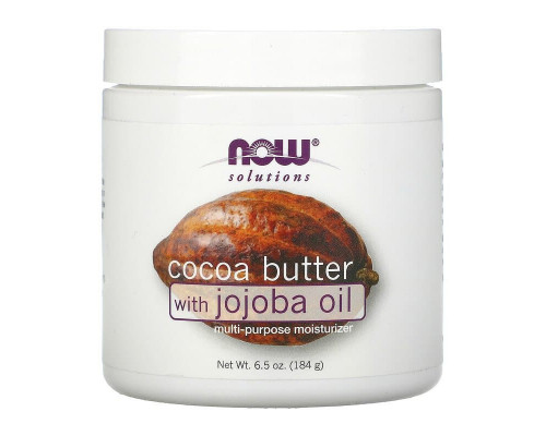 Масло какао з маслом жожоба (Cocoa Butter, Jojoba Oil), Now Foods, Solutions, 184 мл