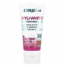 Зубний гель дитячий, Kids Toothpaste Gel, Now Foods, Solutions, жувальна гумка, 85 г
