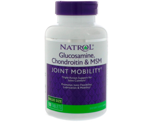 Глюкозамін хондроїтин МСМ, Glucosamine Chondroitin MSM, Natrol, 150 таблеток