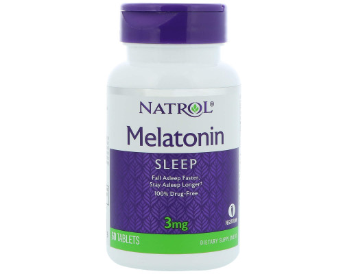 Мелатонін, Melatonin, Natrol, 3 мг, 60 таблеток