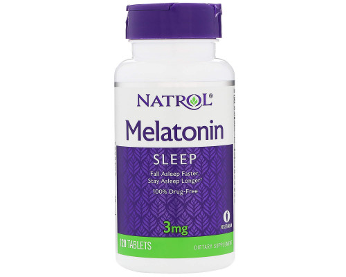 Мелатонін, Melatonin, Natrol, 3 мг, 120 таб.