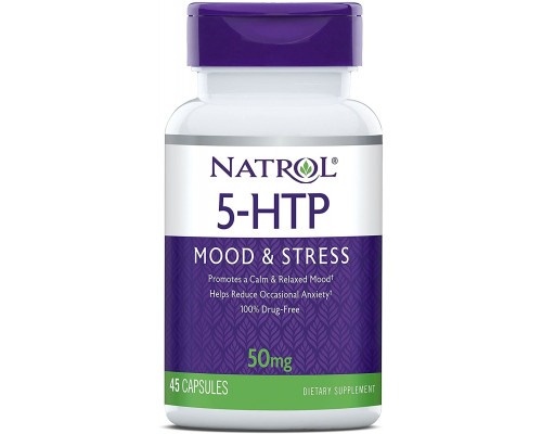 5-гідрокситриптофан, 5-HTP, Natrol, 50 мг, 45 капсул