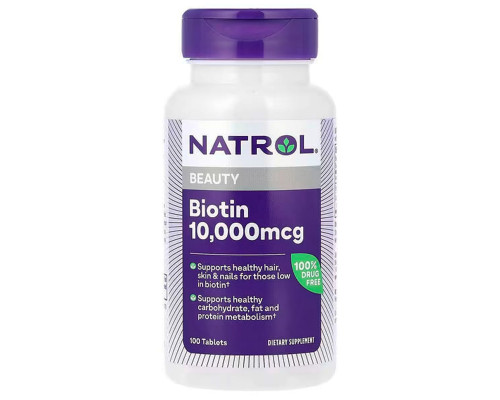 Біотин максимум, Biotin, Natrol, 10000 мкг, 100 таблеток