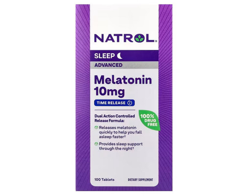 Мелатонін, Melatonin Advanced Sleep, Natrol, повільне вивільнення, 10 мг, 100 таблеток