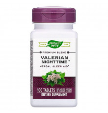 Валеріана, Valerian Nighttime, Nature's Way, без присмаку, для сну, 100 таблеток