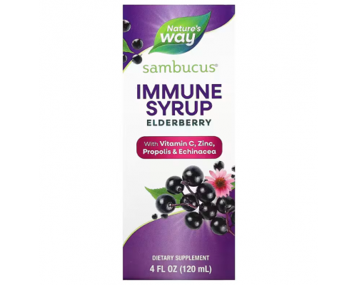 Чорна бузина, Sambucus, Immune Syrup, Elderberry, Nature's Way, 120 мл
