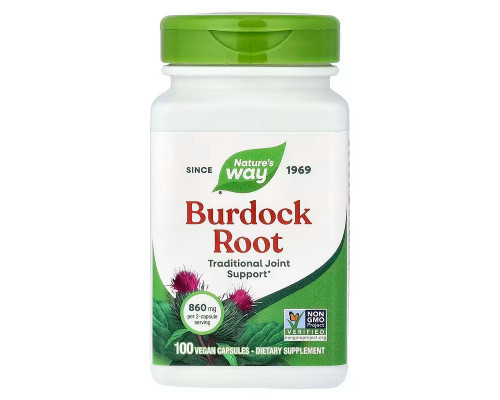 Корінь лопуха, Burdock, Nature's Way, 860 мг, 100 веганських капсул (430 мг на капсулу)
