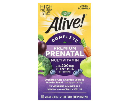Пренатальні мультивітаміни, Prenatal Multi-Vitamin, Nature's Way, 60 вегетаріанських гелевих капсул
