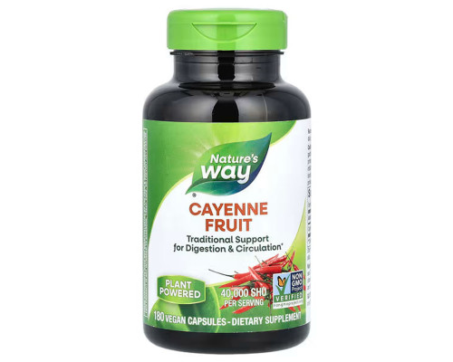 Каєнський перець, Cayenne, Nature's Way, 40,000 SHU/g, 180 веганських капсул