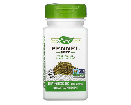 Фенхель, Fennel Seed, Nature's Way, насіння, 480 мг, 100 веганських капсул