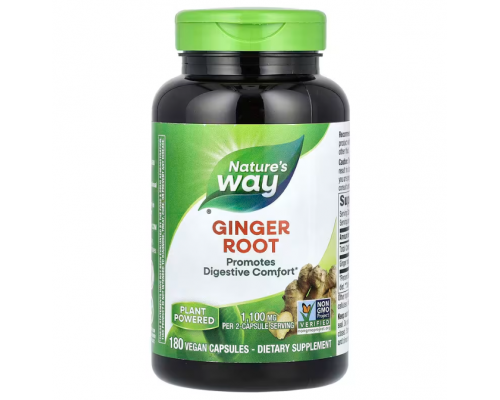 Корінь імбиру, Ginger Root, Nature's Way, 1100 мг, 180 вегетаріанських капсул (550 мг в одній капсулі)