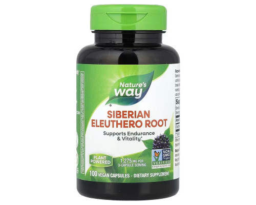 Женьшень сибірський, Siberian Eleuthero, Nature's Way, елеутерокок, 100 веганських капсул (425 мг на капсулу)