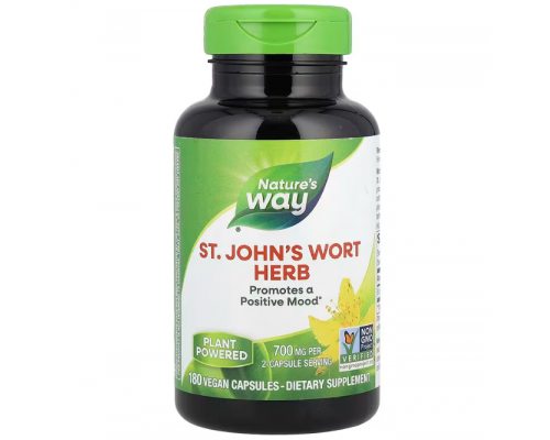 Звіробій, St. John's Wort, Nature's Way, трава, 700 мг, 180 веганських капсул (350 мг у капсулі)