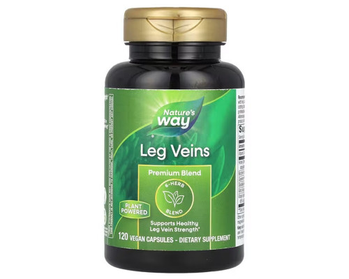 Для підтримки здорової сили вен ніг, Leg Veins, Nature's Way, преміум-суміш, 120 веганських капсул