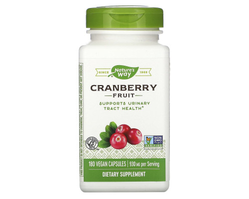 Журавлина, Cranberry, Nature's Way, екстракт ягід, 180 веганських капсул (465 мг на 1 капсулі)