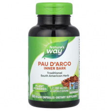 По д'арко, Pau d'Arco, Nature's Way, внутрішня кора, 2180 мг, 180 вегетаріанських капсул (545 мг у капсулі)