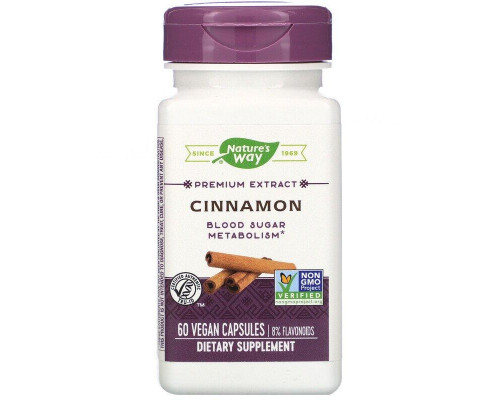 Екстракт кориці, Cinnamon, Nature's Way, стандартизований, 60 капсул