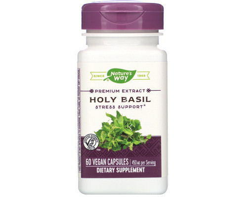 Базилік священний, Holy Basil, Nature's Way, стандартизований, 450 мг, 60 веганських капсул