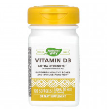 Вітамін D3, Vitamin D3, Nature's Way, підвищена сила, 50 мкг (2000 МО), 120 капсул