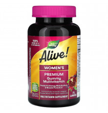 Вітаміни для жінок, Alive! Women's Premium Gummy Multivitamin, Nature's Way, виноград, вишня, чорниця та асаї, 75 желейних таблеток