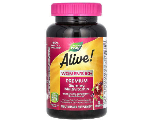 Мультивітаміни для жінок Alive! Women's 50+, Nature's Way, вишня та виноград, 75 жувальних цукерок
