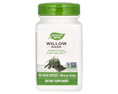 Верба, кора, Willow Bark, Nature's Way, 680 мг, 100 веганських капсул (340 мг на капсулу)