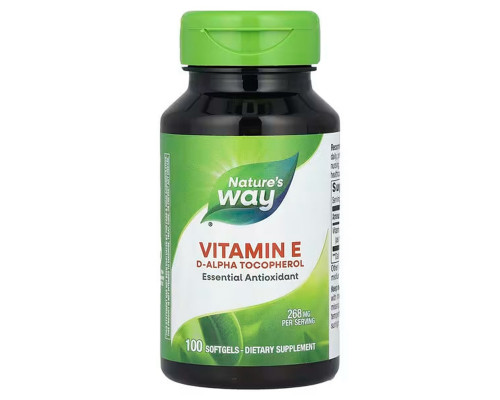 Вітамін Е, Vitamin E, Nature's Way, 268 мг, 100 гелевих капсул