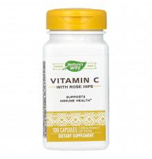 Вітамін С (аскорбінова кислота) з шипшиною, Vitamin C With Rose Hips, Nature's Way, 100 капсул