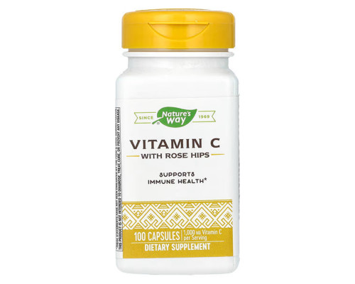 Вітамін С (аскорбінова кислота) з шипшиною, Vitamin C With Rose Hips, Nature's Way, 100 капсул