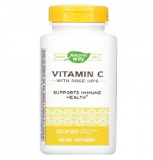 Вітамін С (аскорбінова кислота), Vitamin C, Nature's Way, з шипшиною, 1000 мг, 250 капсул
