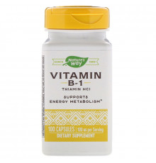 Тіамін, Vitamin B-1, Nature's Way, 100 мг, 100 капсул
