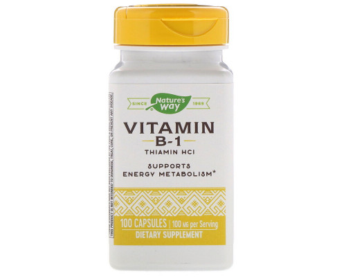 Тіамін, Vitamin B-1, Nature's Way, 100 мг, 100 капсул