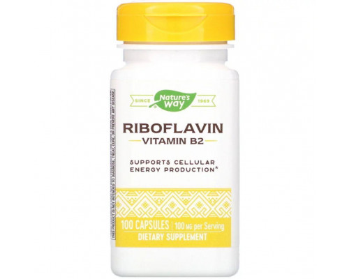 Рибофлавін, Vitamin B2, Nature's Way, 100 мг, 100 капсул