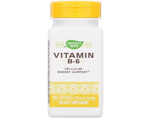 Вітамін В6, Vitamin B-6, Nature's Way, 50 мг, 100 капсул