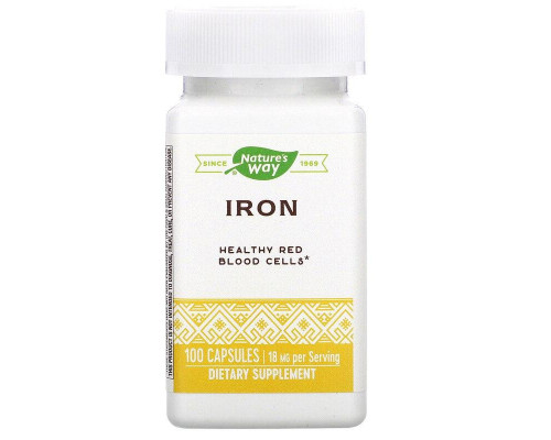 Залізо, Iron, Nature's Way, 18 мг, 100 капсул