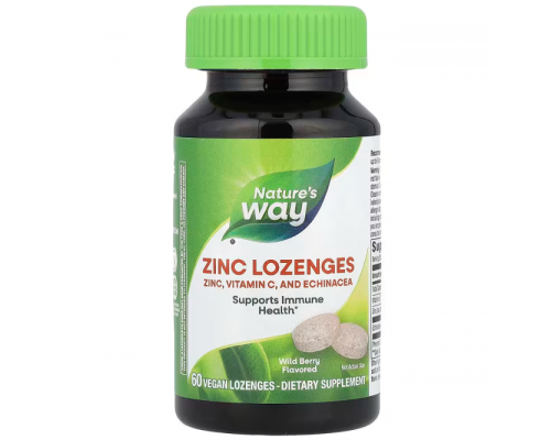 Глюконат цинку, Zinc Lozenges, Nature's Way, ягідний смак, 60 пастилок