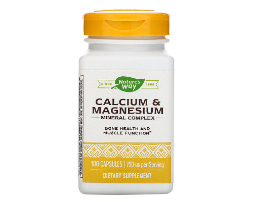 Кальцій та магній, Calcium & Magnesium Mineral Complex, Nature's Way, 750 мг, 100 капсул (250 мг у капсулі)