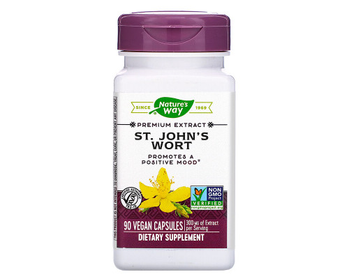 Звіробій, St. John's Wort, Nature's Way, стандартизований, 300 мг, 90 капсул