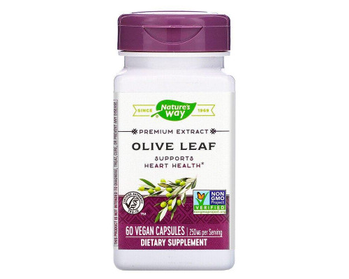 Екстракт листя оливи, Olive Leaf, Nature's Way, преміум-клас, 250 мг, 60 веганських капсул