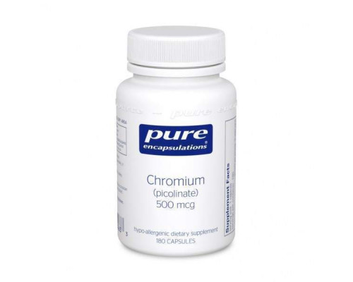 Хром (піколінат), Chromium (picolinate), Pure Encapsulations, для підтримки здорового метаболізму ліпідів та глюкози, 500 мкг, 180 капсул