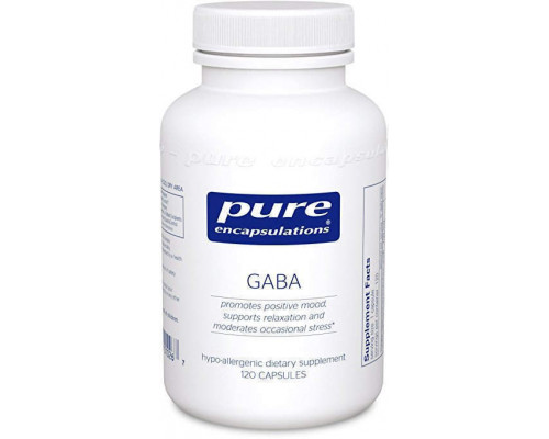 ГАМК, GABA, Pure Encapsulations, підтримка релаксації та зменшення випадкового стресу, 120 капсул